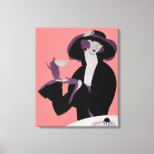  Art Deco Woman, Aftermiddag Tea en Cupcake Canvas Afdruk (Voorkant)
