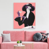  Art Deco Woman, Aftermiddag Tea en Cupcake Canvas Afdruk (Insitu (Woonkamer))