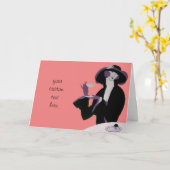 Art Deco Woman, Aftermiddag Tea en Cupcake Kaart (Gele Bloem)