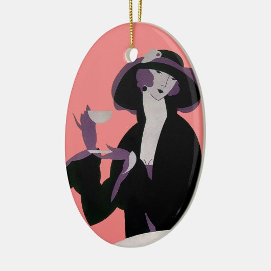  Art Deco Woman, Aftermiddag Tea en Cupcake Keramisch Ornament (Links)