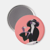 Art Deco Woman, Aftermiddag Tea en Cupcake Magneet (Voorkant / Achterkant)