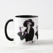  Art Deco Woman, Aftermiddag Tea en Cupcake Mok (Links)