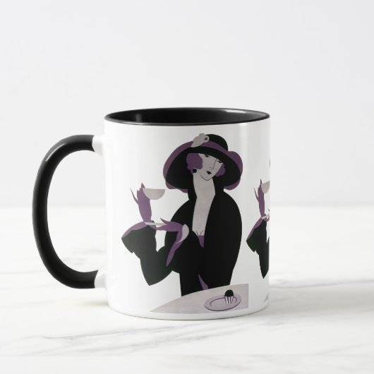  Art Deco Woman, Aftermiddag Tea en Cupcake Mok (Links)