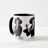  Art Deco Woman, Aftermiddag Tea en Cupcake Mok (Voorkant links)