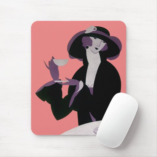 Art Deco Woman, Aftermiddag Tea en Cupcake Muismat (Met muis)