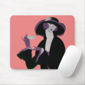 Art Deco Woman, Aftermiddag Tea en Cupcake Muismat (Met muis)