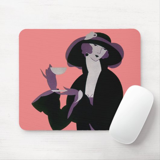  Art Deco Woman, Aftermiddag Tea en Cupcake Muismat (Met muis)