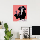  Art Deco Woman, Aftermiddag Tea en Cupcake Poster (Thuiskantoor)