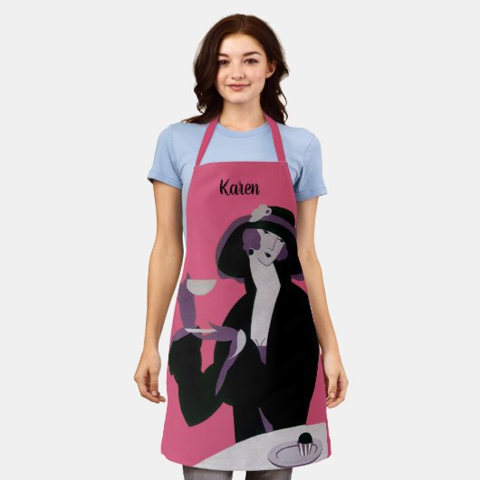 Art Deco Woman, Aftermiddag Tea en Cupcake Schort (Gedragen)