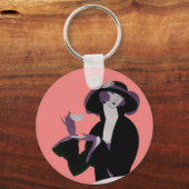  Art Deco Woman, Aftermiddag Tea en Cupcake Sleutelhanger (Voorkant)