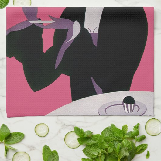  Art Deco Woman, Aftermiddag Tea en Cupcake Theedoek (Gevouwen)