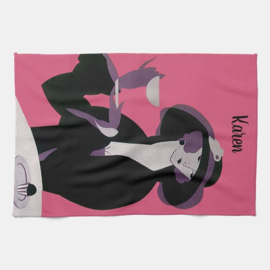  Art Deco Woman, Aftermiddag Tea en Cupcake Theedoek (Horizontaal)