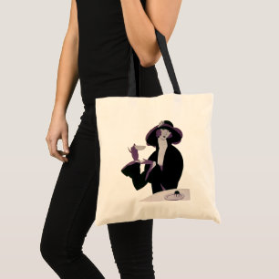  Art Deco Woman, Aftermiddag Tea en Cupcake Tote Bag