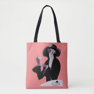  Art Deco Woman, Aftermiddag Tea en Cupcake Tote Bag
