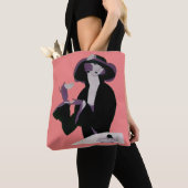  Art Deco Woman, Aftermiddag Tea en Cupcake Tote Bag (Dichtbij)