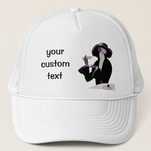 Art Deco Woman, Aftermiddag Tea en Cupcake Trucker Pet (Voorkant)