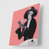  Art Deco Woman, Aftermiddag Tea en Cupcake Vierkante Klok (Hoek)