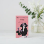 Art Deco Woman, Aftermiddag Tea en Cupcake Visitekaartje (Staand voorkant)