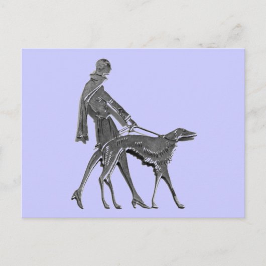 Art Deco Woman and Dog Briefkaart (Voorkant)