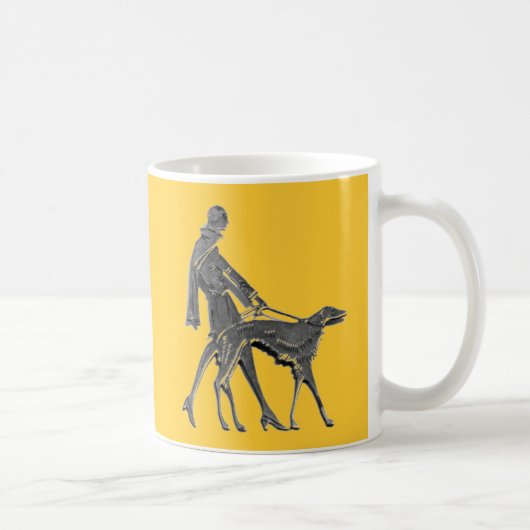 Art Deco Woman and Dog Koffiemok (Rechts)