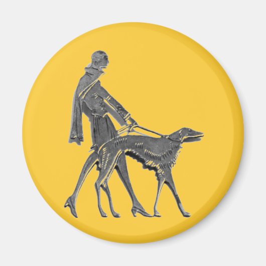 Art Deco Woman and Dog Magneet (Voorkant)