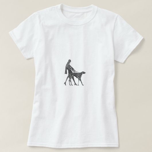 Art Deco Woman and Dog T-shirt (Design voorkant)