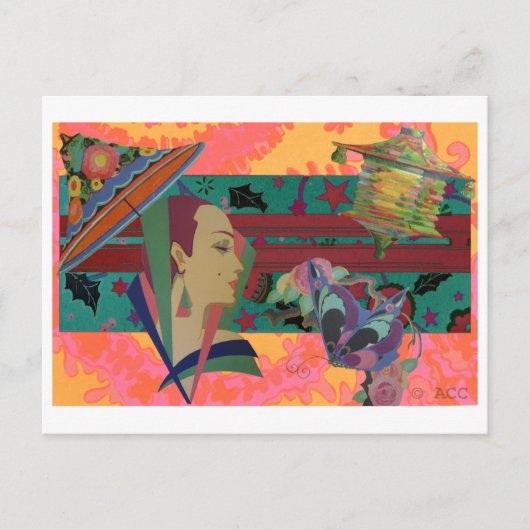 Art Deco Woman Color Splash Briefkaart (Voorkant)