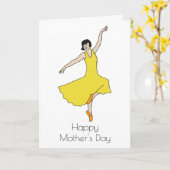 Art Deco Woman dansend Yellow Dress Moederdag Kaart (Gele Bloem)