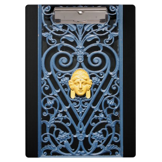 Art Deco Woman Head Heart Wete Iron Cliboard Klembord (Voorkant)