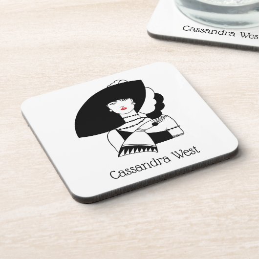 Art Deco Woman in Big Pet Glove RL Bier Onderzetter (Linkerzijde)