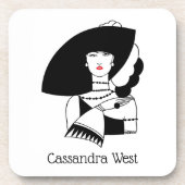 Art Deco Woman in Big Pet Glove RL Bier Onderzetter (Voorkant)