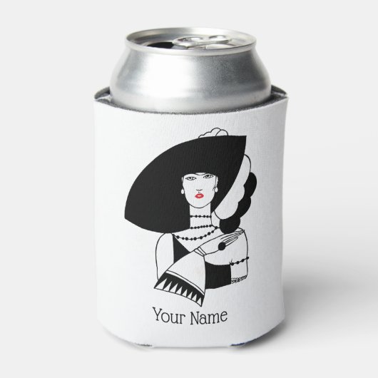 Art Deco Woman in Big Pet Glove RL Blikjeskoeler (Blikje Voorkant)