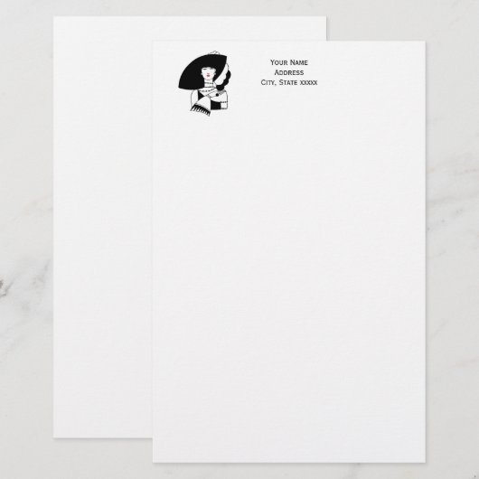 Art Deco Woman in Big Pet Glove RL Briefpapier (Voorkant / Achterkant)