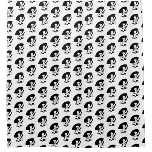 Art Deco Woman in Big Pet Glove RL Douchegordijn (Voorkant)