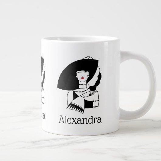 Art Deco Woman in Big Pet Glove RL Grote Koffiekop (Rechts)