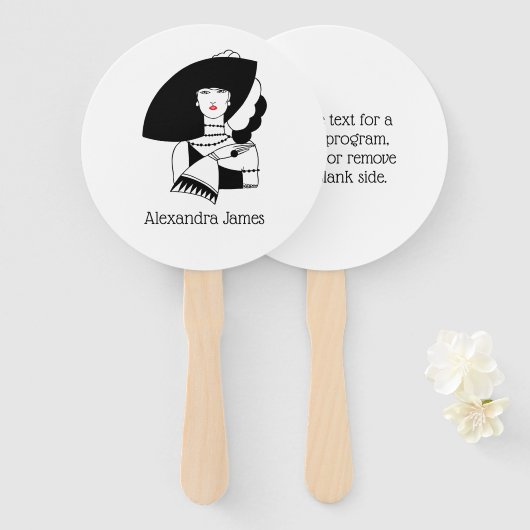 Art Deco Woman in Big Pet Glove RL Handwaaier (Voorkant en achterkant)