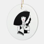 Art Deco Woman in Big Pet Glove RL Keramisch Ornament (Links)