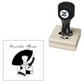 Art Deco Woman in Big Pet Glove RL Rubberstempel (Gestempeld)