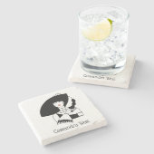 Art Deco Woman in Big Pet Glove RL Stenen Onderzetter (Zijkant)