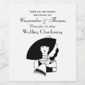 Art Deco Woman in Big Pet Glove RL Wijn Etiket (Enkel label)