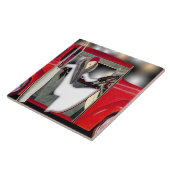 Art Deco Woman in de Rode-sportauto Tegeltje (Zijkant)