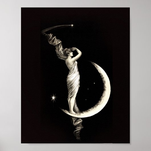  Art Deco Woman in het Moon Goddess Artwork Poster (Voorkant)