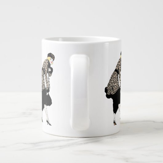  Art Deco Woman in luipaard Grote Koffiekop (Achterkant)