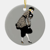  Art Deco Woman in luipaard Keramisch Ornament (Voorkant)