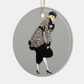  Art Deco Woman in luipaard Keramisch Ornament (Links)