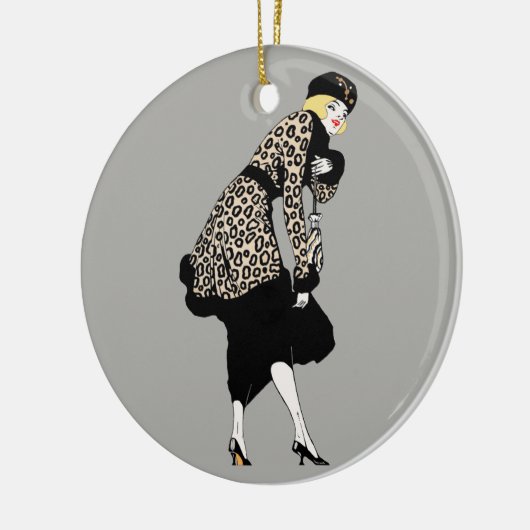  Art Deco Woman in luipaard Keramisch Ornament (Links)