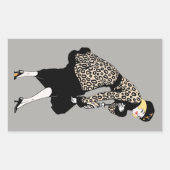  Art Deco Woman in luipaard Rechthoekige Sticker (Voorkant)