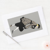  Art Deco Woman in luipaard Rechthoekige Sticker (Envelop)