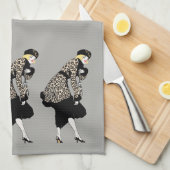  Art Deco Woman in luipaard Theedoek (Quarter Fold)