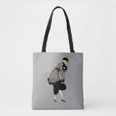  Art Deco Woman in luipaard Tote Bag (Voorkant)